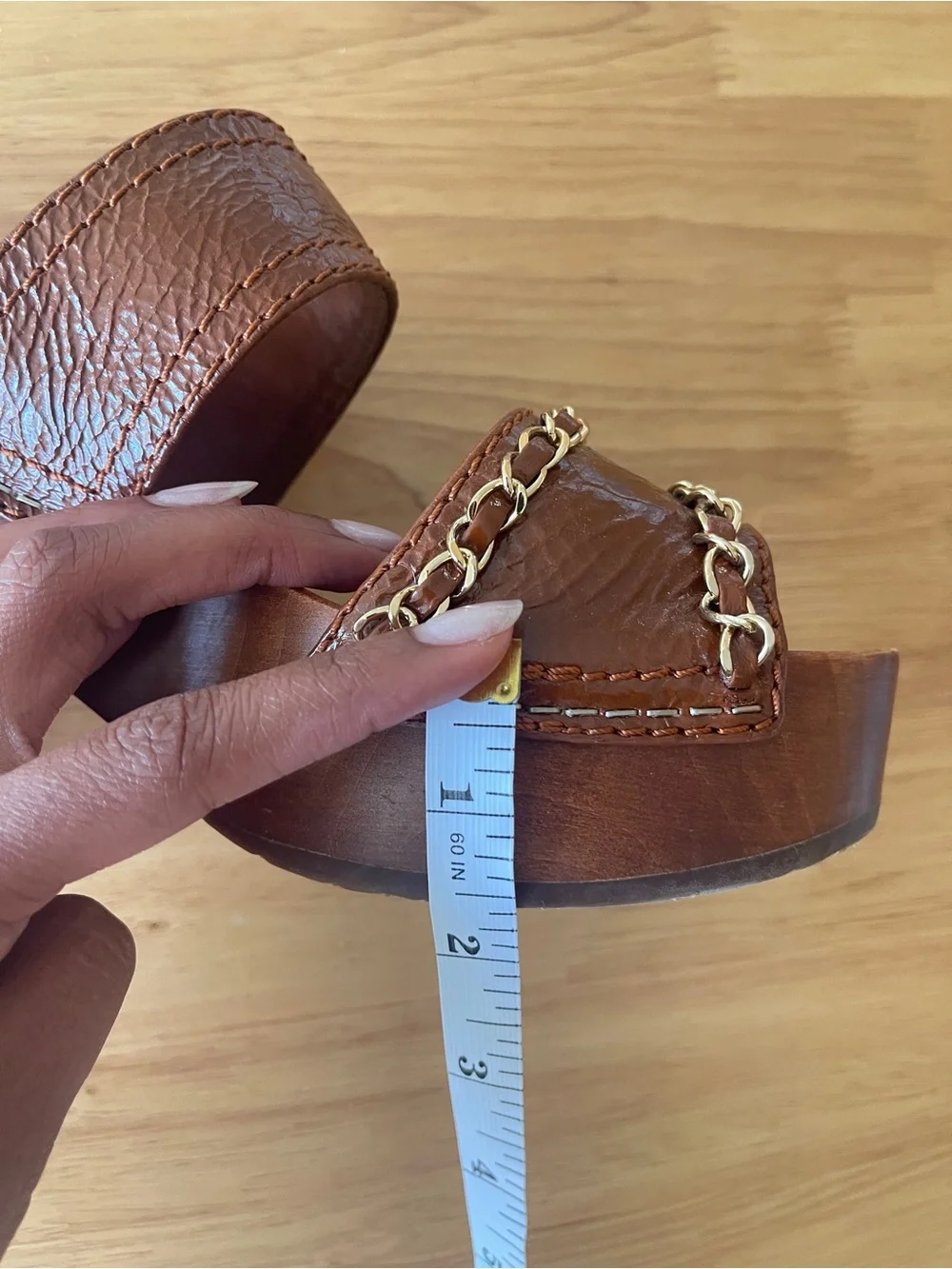 Chanel wooden platform sandals